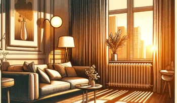 dessin illustrant une pièce chauffée avec un système de chauffage moderne